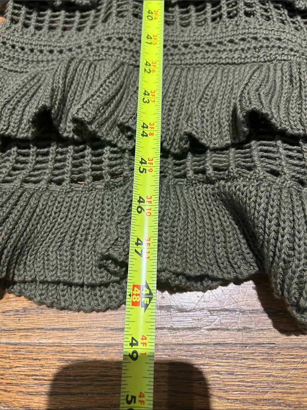Olive Green Crochet Tiered Ruffle Maxi Dress - Picture 3 of 7